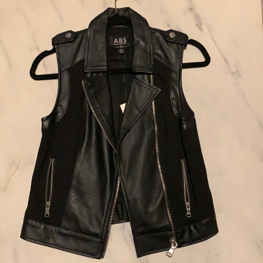 NWT ABS by Allen Schwartz Black and Silver Vest